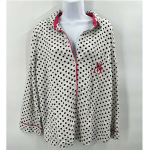 Victoria’s Secret Polka Dot Big Logo Button Front Sleep Shirt Top Pijama Size L
